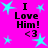 Bright pink background with repeated cyan star shapes and black text reading "I Love Him! <3" in four quadrants.