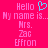 Pixelated text on bright pink background with cyan heart symbol above 'Hello' and repeated name below.
