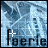 A blue-toned animated icon with the word 'faerie' at the bottom, featuring a shifting pattern of white plus signs and a textured background.