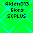 Green background with cyan diamond pattern and black pixelated text reading 'AidenD13 likes SCPLUS' repeated four times in a