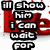 Red 3D 'Love' text with scattered red squares on white background, black-and-white text overlay reading "i'll show him i can wait for".