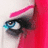 Pixelated close-up of a person's eye with blue irises and black eyeliner, next to pink text reading 'JERRREE STAR' on white background.