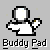 Pixelated cartoon figure in white shirt with yellow accents, performing sequential hand gestures and head movements