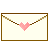 Pixelated envelope icon with brown border, white body, and pink heart symbol on left; orange text letters 'M', 'A', 'I', 'L' appear sequentially across frames.