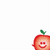 A pixelated red apple with a smiling face, green stem, and leaf appears in multiple positions around the word 'apple' on a white background.
