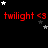 Red text reading 'twilight <3' repeats four times horizontally across a black background with scattered white and gray stars, partially obscured by a light gray rectangle in the bottom right.