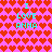 Pixelated icon with pink background filled by repeating red heart shapes, displaying cyan text "I LOVE ANNA" in multiple positions.