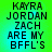 Green and cyan gradient background with black pixelated text reading "KAYRA JORDAN ZACH ARE MY BFFL'S" in four identical quadrants.