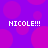 Purple background with pink circles and repeated white text 'NICOLE!!!' in four corners.