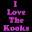 Animated contact sheet of six frames showing text "I Love The Kooks" in different colors on a black background.