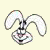 A pixelated rabbit head with long ears and a smiling expression appears on the left side of a light yellow background, accompanied by bold black text reading 'GIVE THE RABBIT SOME TRIX!!!'