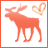 Two side-by-side animated frames of a red moose silhouette with an orange heart symbol, displayed in a contact sheet layout.