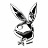 Pixelated grayscale bunny icon with long ears and a rounded body on white background, adjacent to green text reading 'Original Icons .com' on dark green background.