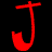 Two red pixelated J-shaped icons on black background, left frame shows solid fill while right frame has partial transparency effect.