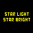 Yellow pixelated text 'STAR LIGHT STAR BRIGHT' appears above a of yellow star-like symbols on black background, with some frames showing faded or missing elements