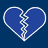 Blue broken heart, sad face, storm cloud with raindrops and lightning bolt, and 'simple plan' text on dark blue background.
