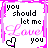 A 3x3 contact sheet of animated frames showing a pixelated icon with pink borders, black text "you should let me", cursive pink "Love" text, and small heart symbols that change color between white and pink across frames.