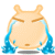 Pixelated cartoon character with light brown rounded body, two small ears on top of head, closed eyes, and blue tears streaming down from both sides.