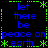A static digital image displays repeated text in blue and green pixelated characters on a black background, forming a of identical phrases with decorative symbols