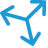Blue arrow icon with three directional arms on a gray background, rendered in pixelated style.