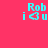 Pixelated cyan text "Rob i❤u" on pink background with green rectangular bars shifting positions across frames.