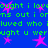 Blue background with repeating green text and pink star shapes in a pixelated style.