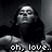Black-and-white animated sequence showing a person with long dark hair in , with text overlays changing across frames