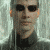 Four identical pixelated headshots of a person in sunglasses and dark clothing against a light textured background, arranged in a