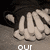 A static image of a cartoon character's hands with text below each hand, forming the phrase 'our love is now intertwined' on a dark background.