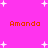 Bright pink background with white pixelated stars and four instances of the name "Amanda" in orange pixelated text.