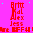 A static image with a bright pink background featuring repeated red text names and 'Are BFF4L' phrases, with scattered light blue dots.
