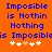 Orange background with blue pixelated text reading "Impossible is Nothin Nothing is Impossiblás" and six white plus signs below, two of which are light orange.