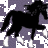 Animated sequence of a black horse silhouette with white hooves against purple background, transitioning to pink stick figures on white and gray backgrounds.