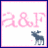 Pixelated icon with pink 'A&F' text, a blue moose silhouette, and multicolored text reading 'Made at IconFun.com' on black background.