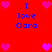 Red background with blue text "I love Clara" and pink heart icons arranged in a pattern