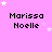 Pixelated text 'Marissa Noelle' repeated across a pink background with scattered white stars, some stars partially obscured by text.