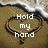 A beach scene with a heart drawn in sand, waves at the top, and pixelated text reading "Hold my hand" over it.