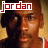 Pixelated image of a person with two side-by-side views, red 'jordan' text top-left, black '23' in white box bottom-right.