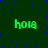 Green pixelated text 'hoia' repeated four times on a dark green background with scattered blue dots.