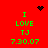 Red background with green text reading 'I LOVE TJ 7.30.07' in two identical vertical , featuring pixelated heart and starburst symbols at top corners
