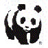 Pixelated panda icon with black and white coloring, showing sequential animation frames of head movement and facial expression changes.