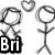 Black-and-white stick-figure animation with two figures, hearts, and text overlays showing 'Bri' and 'Corey'.