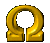 Golden Greek symbols in various sizes and orientations displayed on a gray background, including omega, psi, phi, and vertical line shapes.