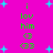 A static image with a bright pink background featuring scattered light blue plus signs and vertical green text reading 'i lov him G 33' repeated twice.