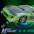 Pixelated green and gray vehicle with blue wheels on dark background, text 'MY CAR' in green above it.