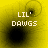 Yellow background with black circular shapes and pixelated text reading LIL' DAWGS in white block letters across four