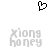 Black pixelated heart symbol above two identical pixelated text blocks reading 'xiong honey' in gray.