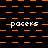 A static digital image with orange and black pixelated patterns and repeated white text "pacers" across the composition.