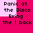 Pixelated text displays 'Panic at the Disco Bring the ! back' in black on alternating pink and light pink backgrounds.