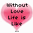Three pink heart-shaped icons with pixelated text on white background, each displaying different song lyric fragments.